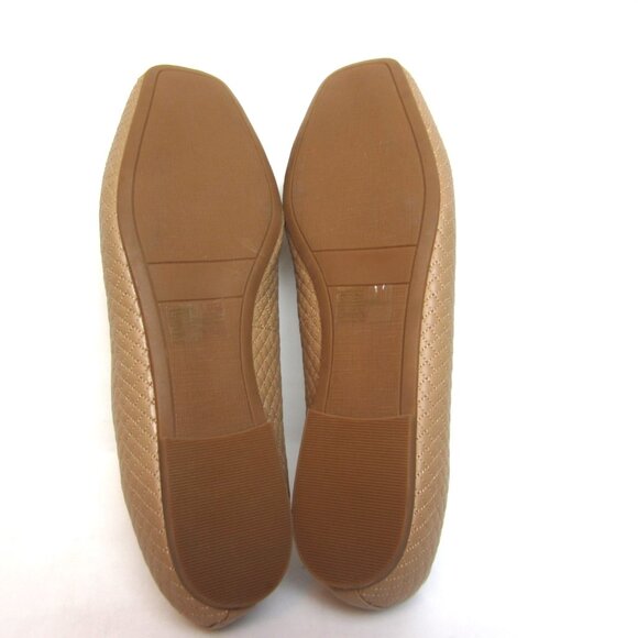 Nordstrom NEW NWOB Size 12 Square Toe Flat Leather Shoes Tan Nude Beige Womens - Picture 9 of 13